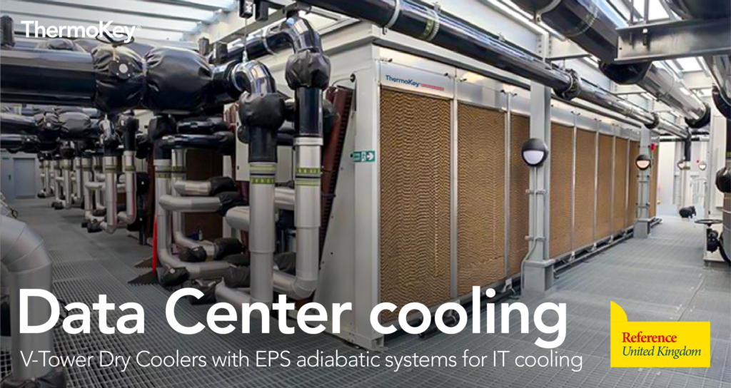 V-Tower Dry Cooler with EPS adiabatic system for Data Center cooling