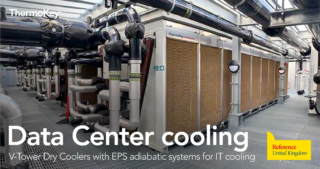 V-Tower Dry Cooler with EPS adiabatic system for Data Center cooling